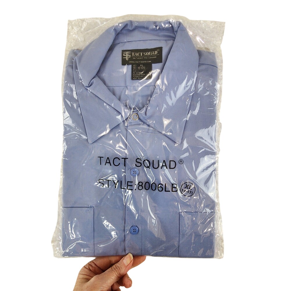 Tact Squad Tactical Dress Shirt Mens XL 17-17.5 Blue Uniform Button Long Sleeve